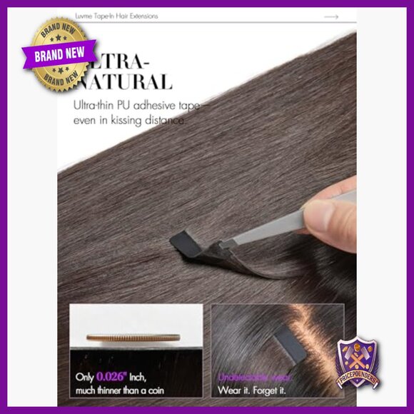 16 Inch Human Hair Tape-In Extensions, 25 Pieces, Straight, Seamless